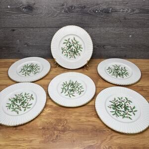 Lenox Hollyberry Salad Plates Fluted Special 8 1/2” Dimension Rim USA~set Of 6